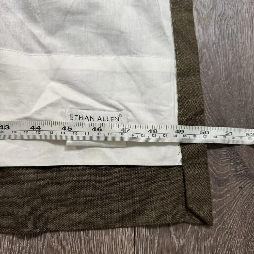 Single Ethan Allen Brown Linen Rod Curtain Lined 50x98, Excellent